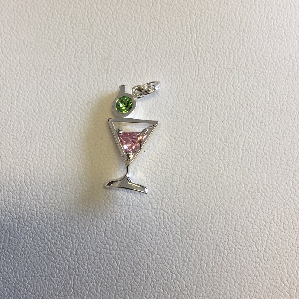 Sterling silver pink and green stone martini glass